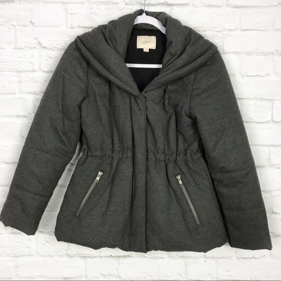 LOFT Jackets & Blazers - LOFT Ann Taylor Gray Cowl ZipUp Puffer Jacket XSP